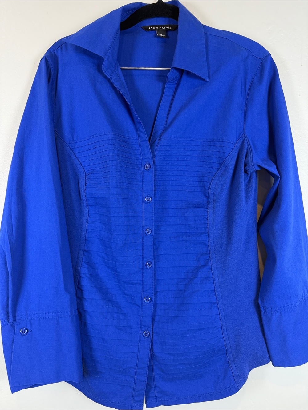 Zac & Rachel Royal Blue Collared Button Down Top L